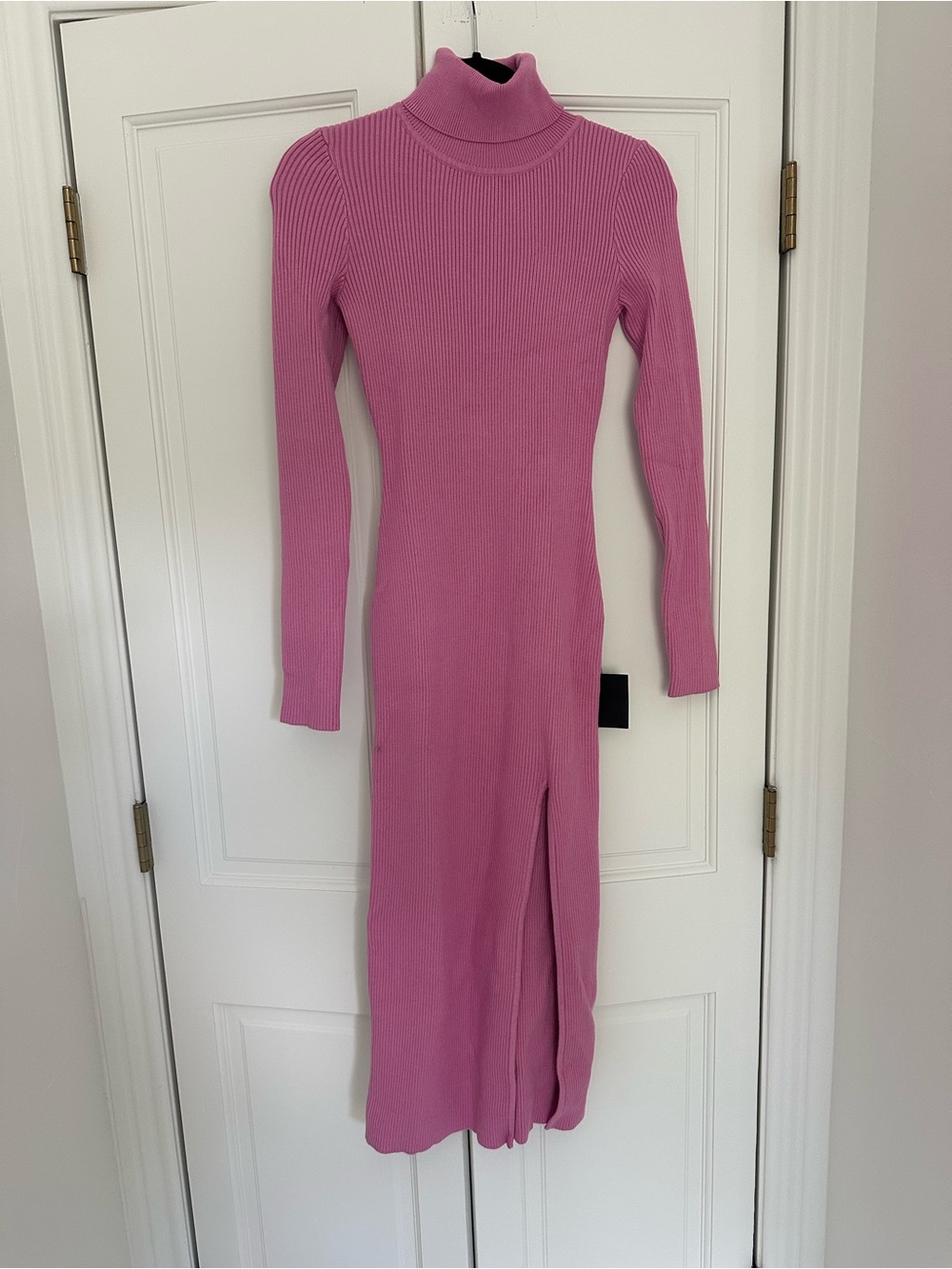 NWT Lulus Ribbed Turtleneck Long Sleeve Midi Dress - Pink